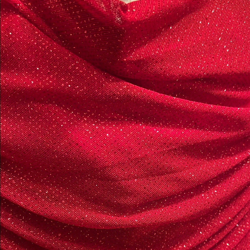 Macy's Red Glitter Ruched Dress - Picture 3 of 4